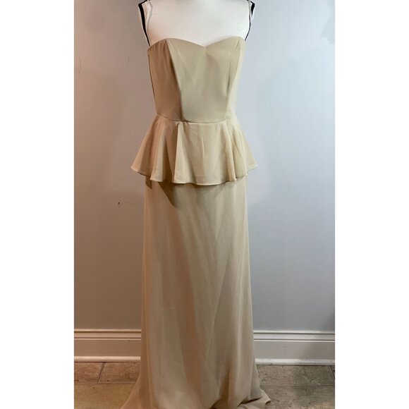 Social Bridesmaids Strapless Palomino Gown With Peplum Design Size 10 - Picture 1 of 13